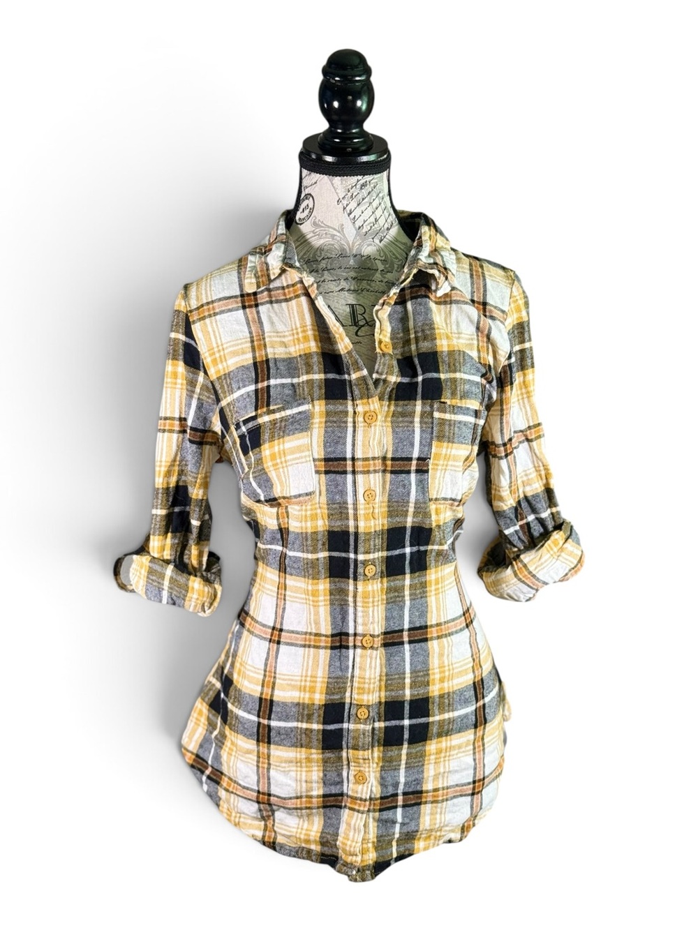 Derek Heart Yellow & Black Plaid Button-Down Shirt